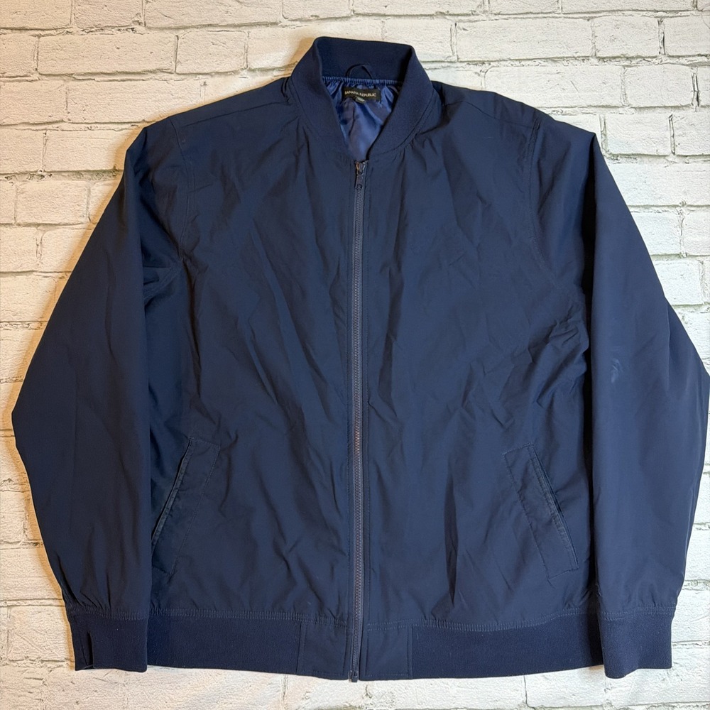Banana Republic Mens Bomber Jacket Navy Blue Full Zip Lightweight Size Large XXL